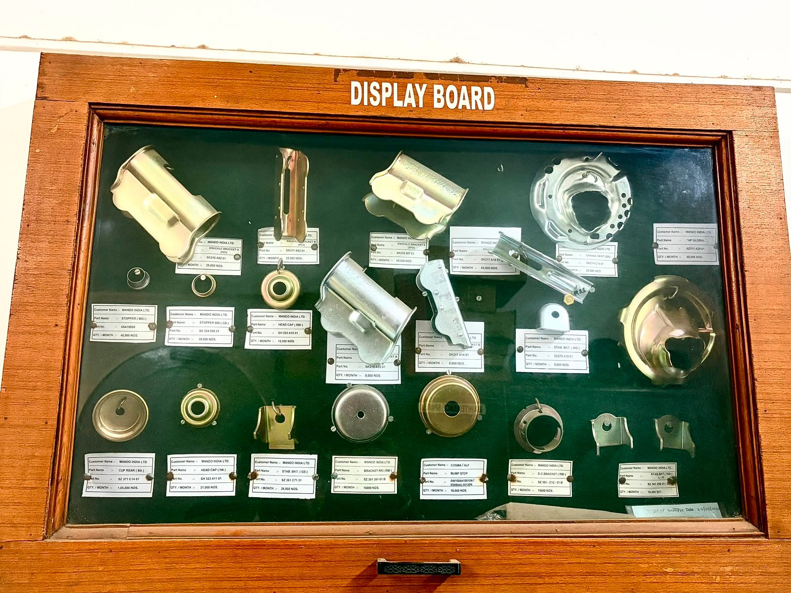 Display board of stamped components